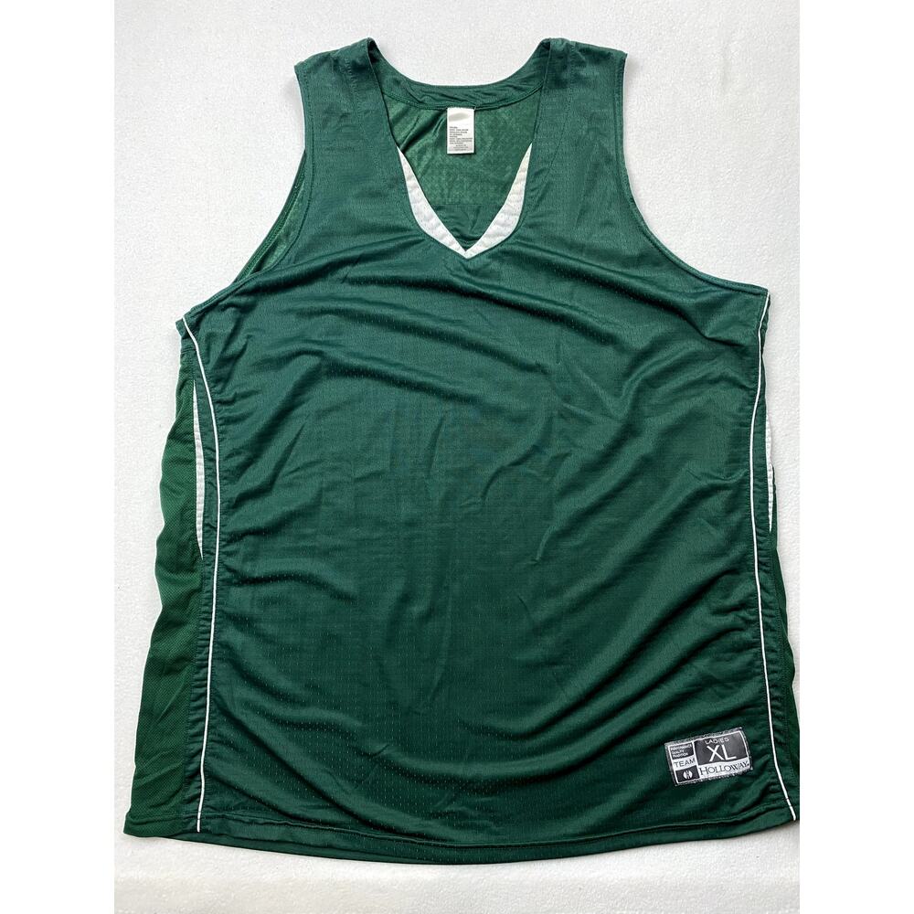 Holloway Women XL Green White Athletic Tank Top Jersey Basketball Volleyball Gym